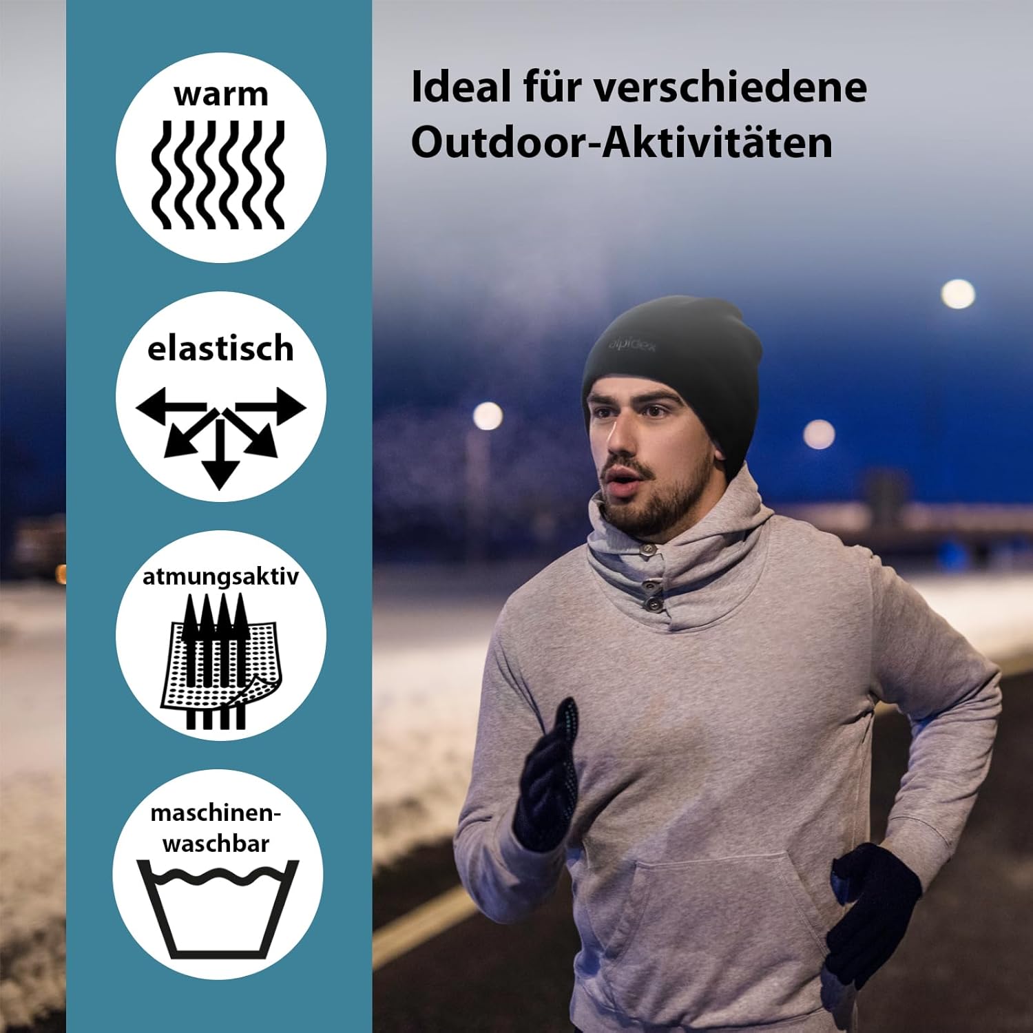 Alpidex Fleece Hut Running Hut Winter Running Fleece Hut funktionelle Hut Wärme Beanie Frauen Männer Radsporthelm Hut Outdoor Sporthut Unisex – Bild 4