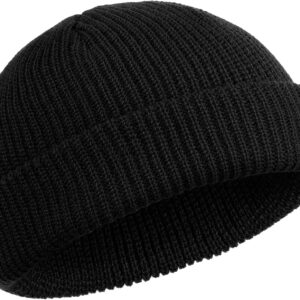 Satinior Trawler Beanie Watch Hut, Rollup -Kante, Schädel, Fischer, Wintermützenhut, Unisex – Schwarz, Größe: M.