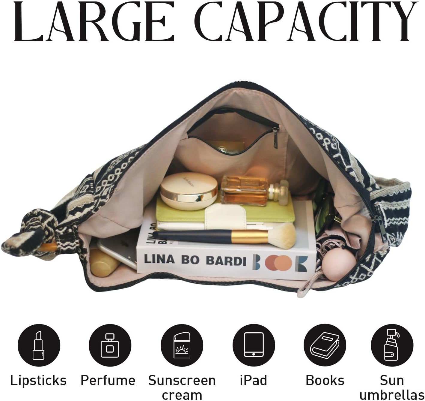 Huiystar Bohemian Umhängetasche für Frauen im ethnischen Stil großer Leinwandbeutel mit verstellbarem Schultergurt – Bild 5