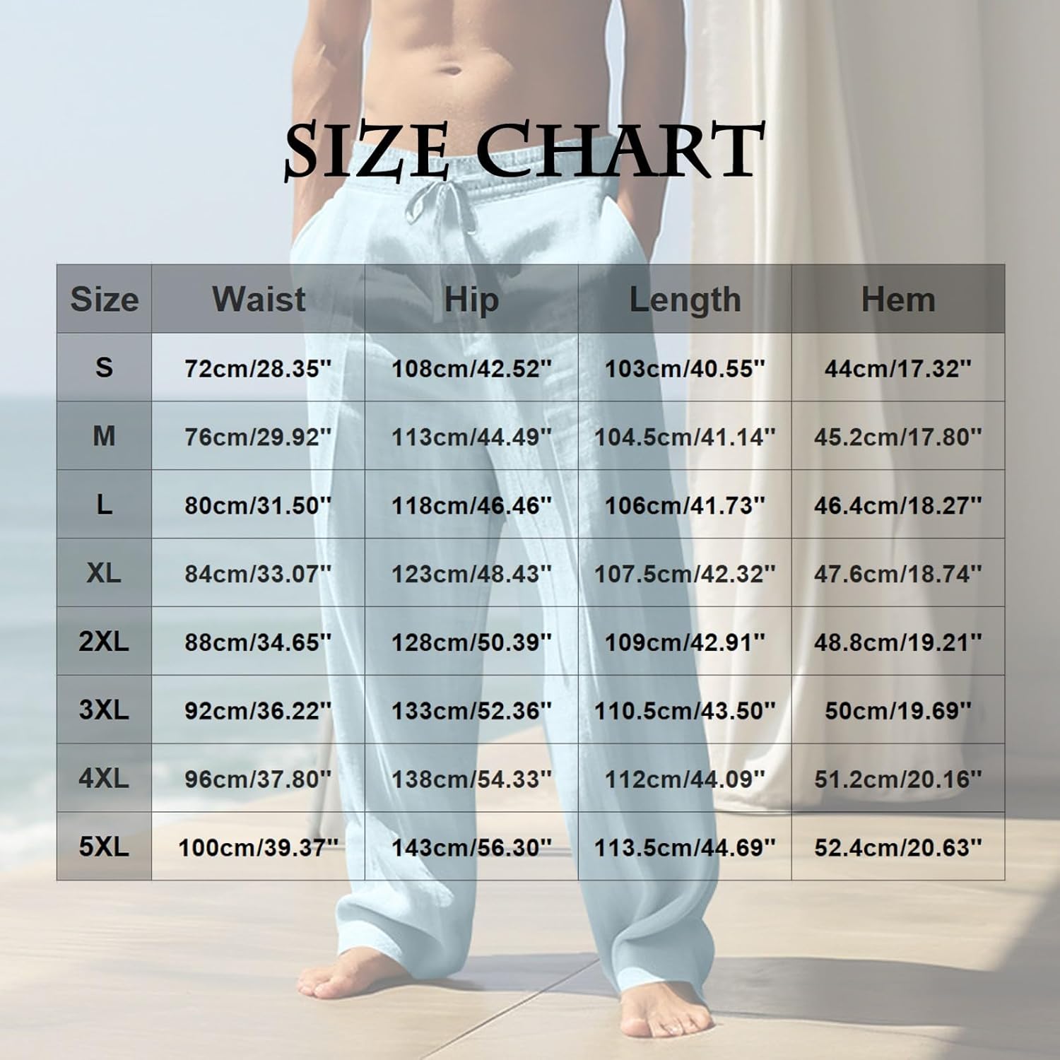 Herrenurlaubhosen, Musiknoten Print, Yogahose, breite und atmungsaktive Strandhosen, komfortable und leichte Sommerhosen, elastischer Bund mit Taschen, modische Outdoor -Reise – Bild 3