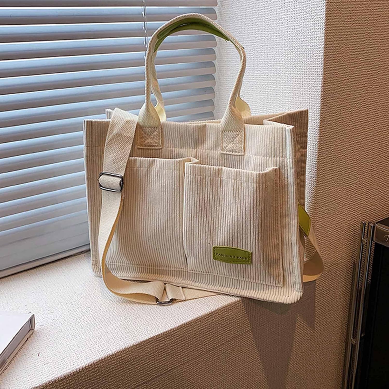 Lipski Cord -Einkaufstasche mit Multi -Taschen Frauen große Kapazität Schulter -Crossbody -Tasche – Bild 6