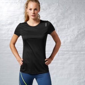 Reebok Damen Running Essentials Short Sleeve Damen Running Essentials Kurzarm-T-Shirt, Schwarz, Größe M