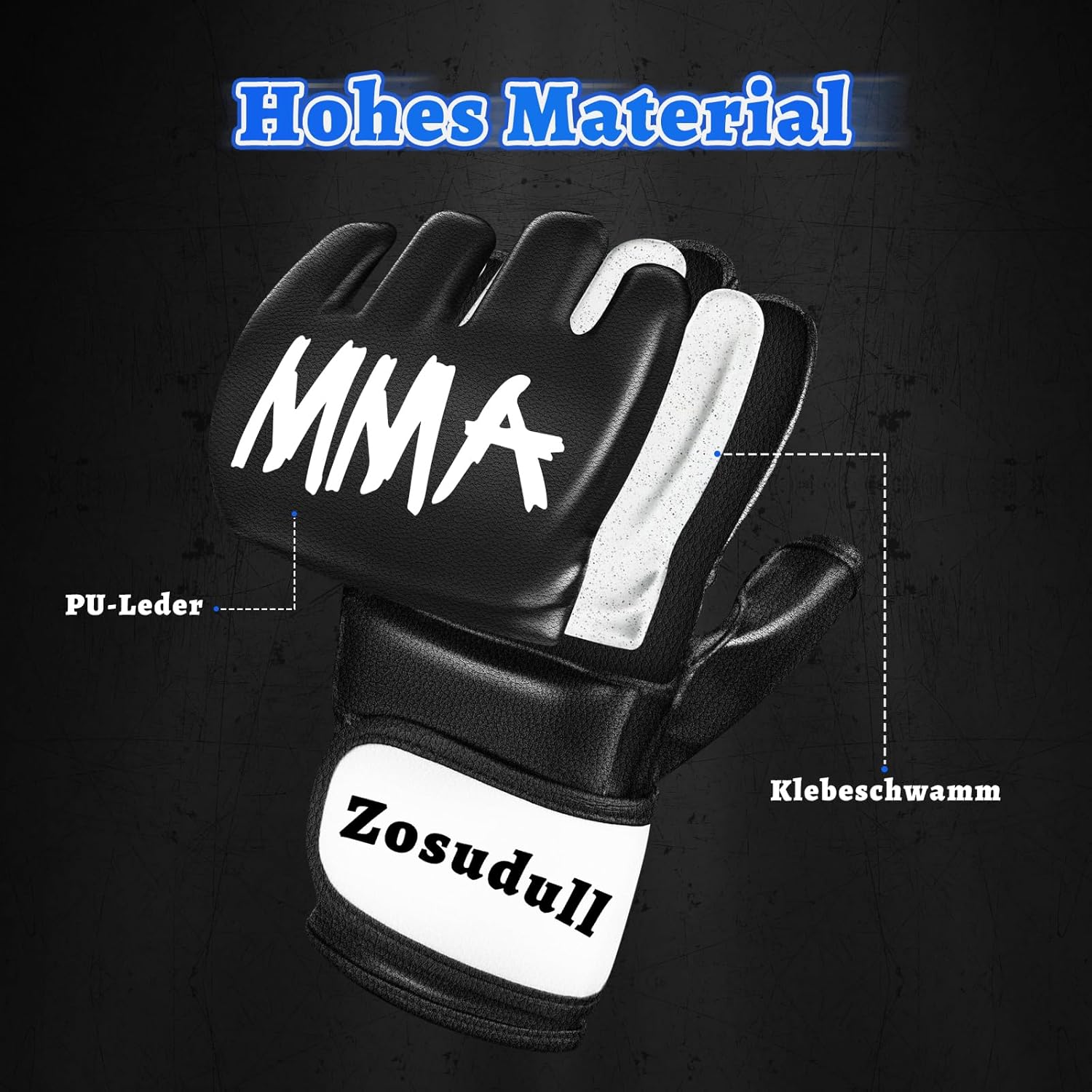 Zosudull -Boxhandschuhe für Männer und Frauen, Boxtrainingshandschuhe, ideal zum Boxen, Kickboxen, gemischte Kampfkünste, Thai, MMA, Kriegstraining usw. m – Bild 2