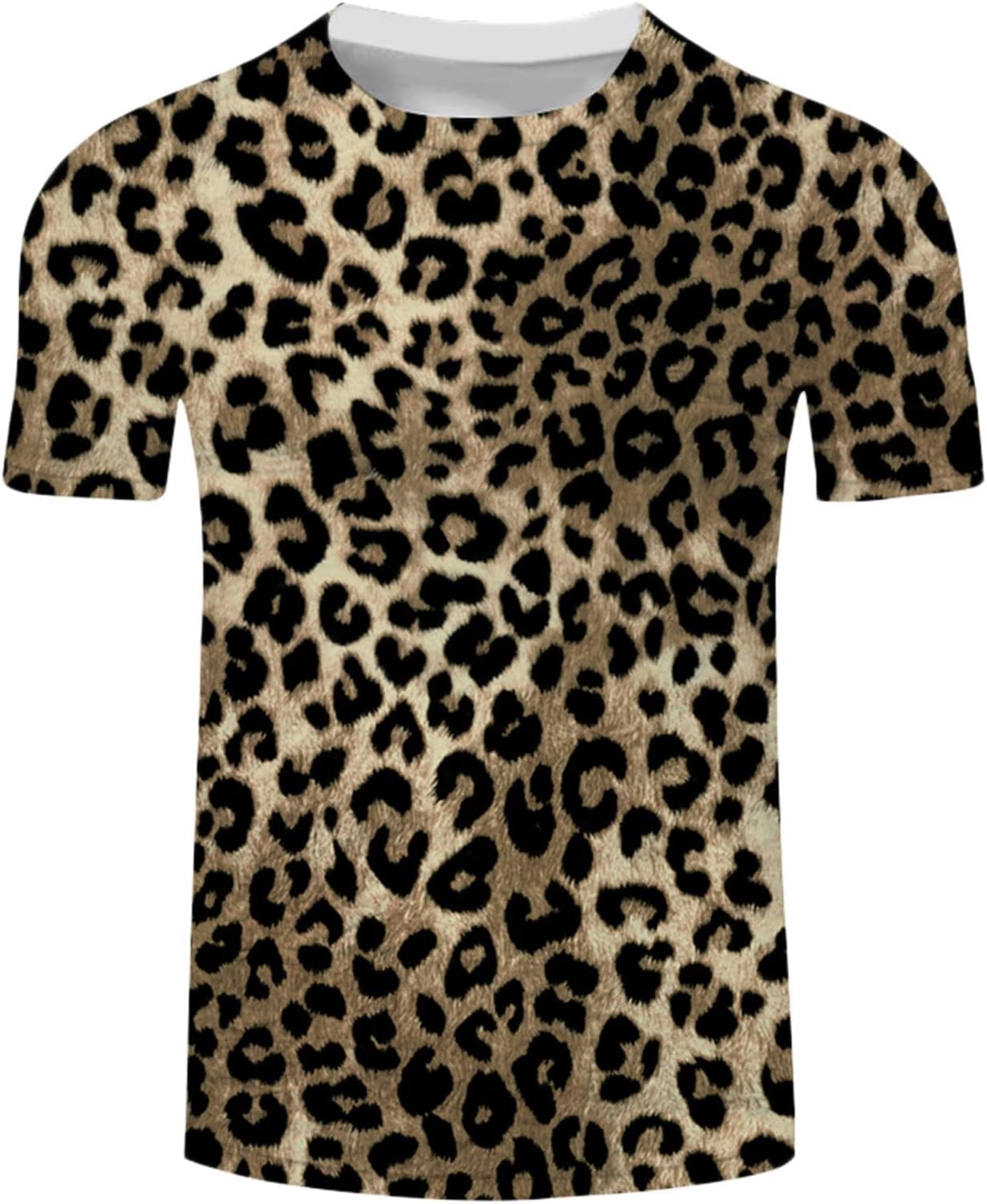 Briskorry Herren Street T-Shirt Sommer bedruckt ober lose große Größe Kurzarm Leopardenmuster lässig 3D Digitaldruck Crew Neck Kurzarm Top T-Shirt – Bild 3