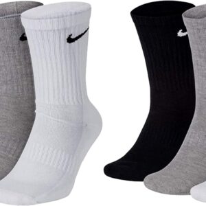 Nike U nk Everyday Cush Crew -Socken, 3 Paare, weiß (schwarz)/dunkelgraues Heide (schwarz)/schwarz (weiß), weißes graues Schwarz