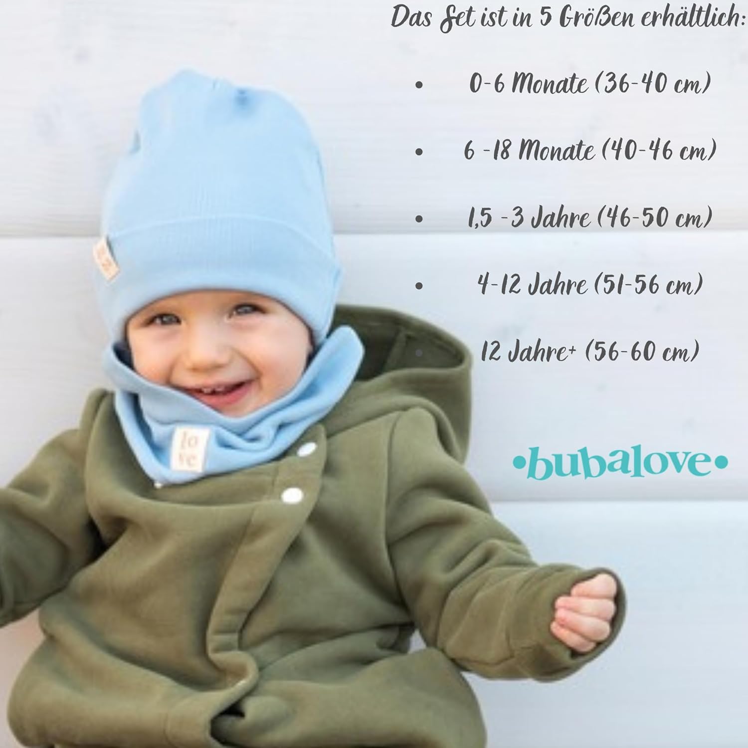 Bubalove -Hüte und Schal -Set für Jungen, Mädchen, Babys, Größen 0mc bis 12 Jahre+ viele Farben, Frühlings -Herbst -Sets, Baumwollhüte, Handgenähte – Bild 3