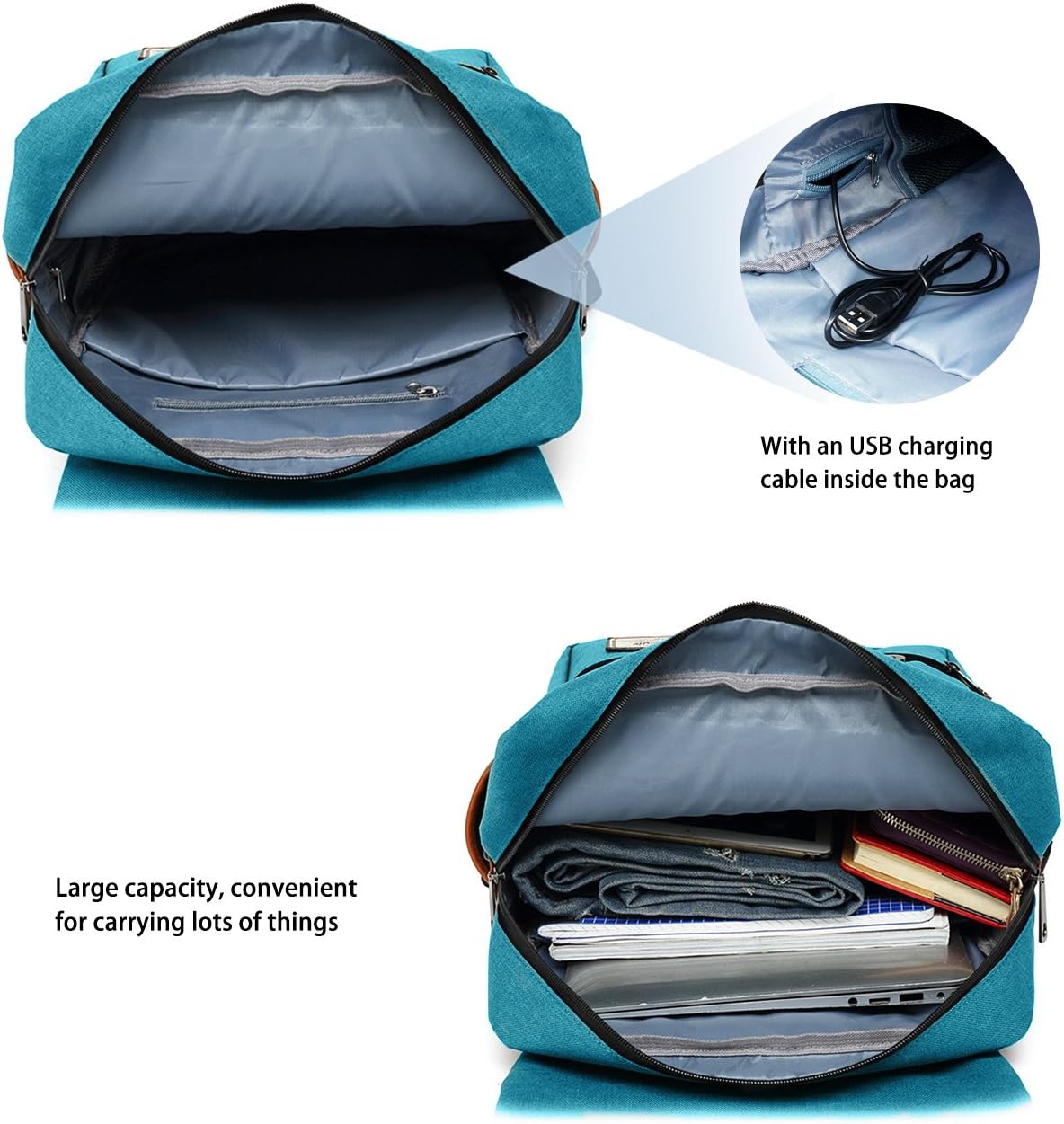 Junlion Unisex Business Laptop, Rucksack für Student, Schultasche, Reise -Rucksack, Daypack mit USB -Ladeanschluss – Bild 4