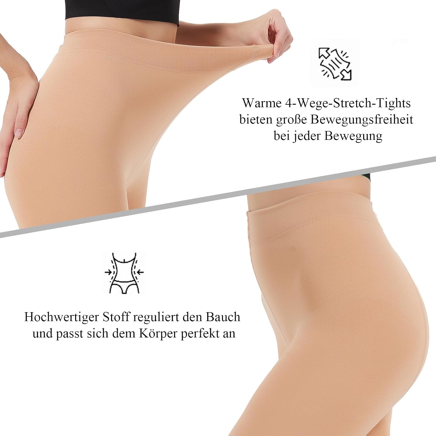 Hiltzo Winter thermische Strumpfhosen für Frauen, undurchsichtige Erwärmungsstrumpfhosen, warmes Vlies -Strumpfhosen, dicke Plüschstrümpfe – Bild 4