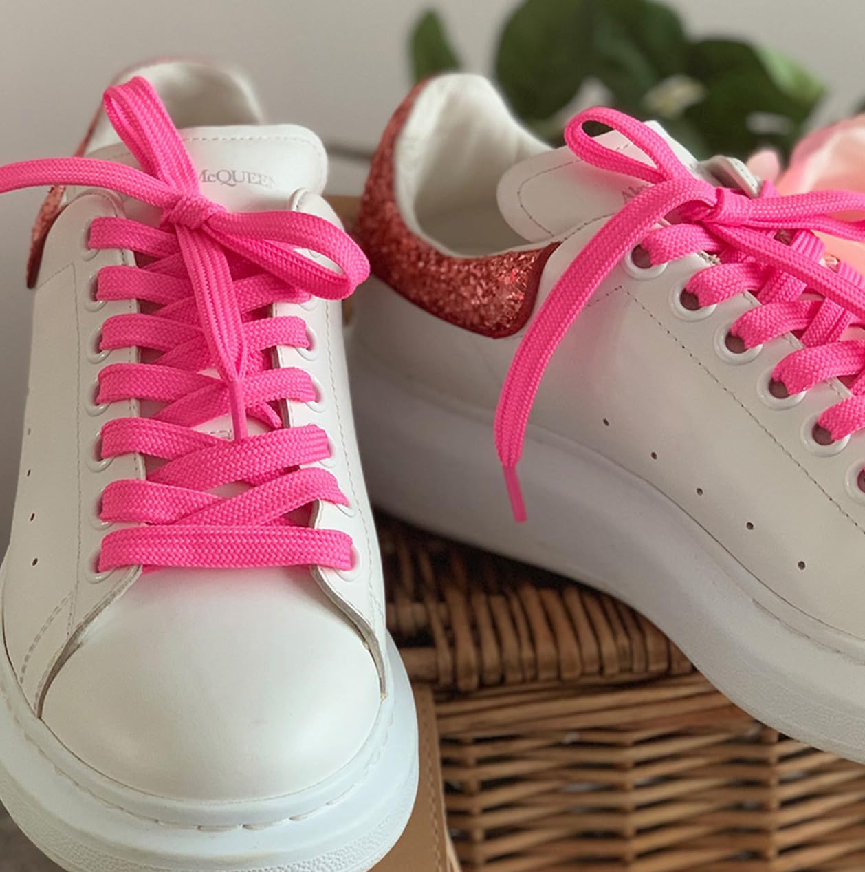 Flat Sneaker Shoelaces Neon Pink Idealer Ersatz für Erwachsene oder Kinder Trainer Sportschuhe Tanzschuhe Stiefel Shoelaces – Bild 2