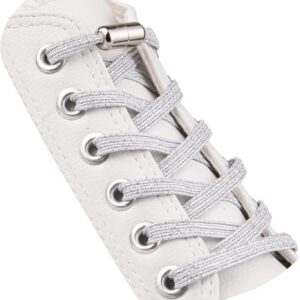 Sulpo flach ohne Krawatten -Schnürsenkel, elastische Schnürsenkel mit Metallaglingen, mit Schnellfreisetzungen, Gummi -Shoelaces für Erwachsene und Kinder