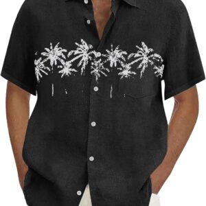 Qixiu Herren lässig kurzärärmische Hemd mit Knöpfen Herren Beach Sommerhemd T-Shirt