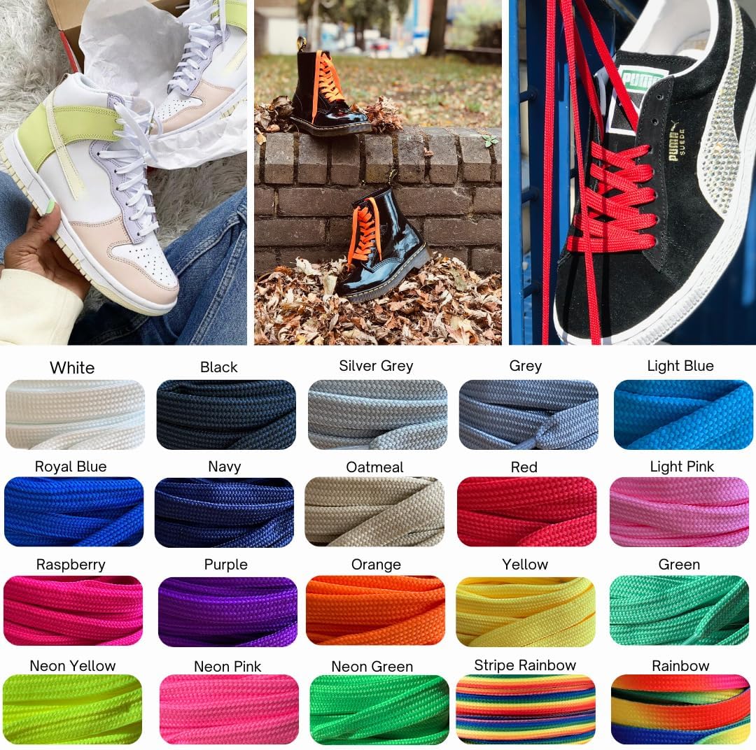 Multicolor flache Schnürsenkel für Trainer, Skateschuhe, Fußballstiefel und Schnürsenkel sind 10 mm breit – Bild 9