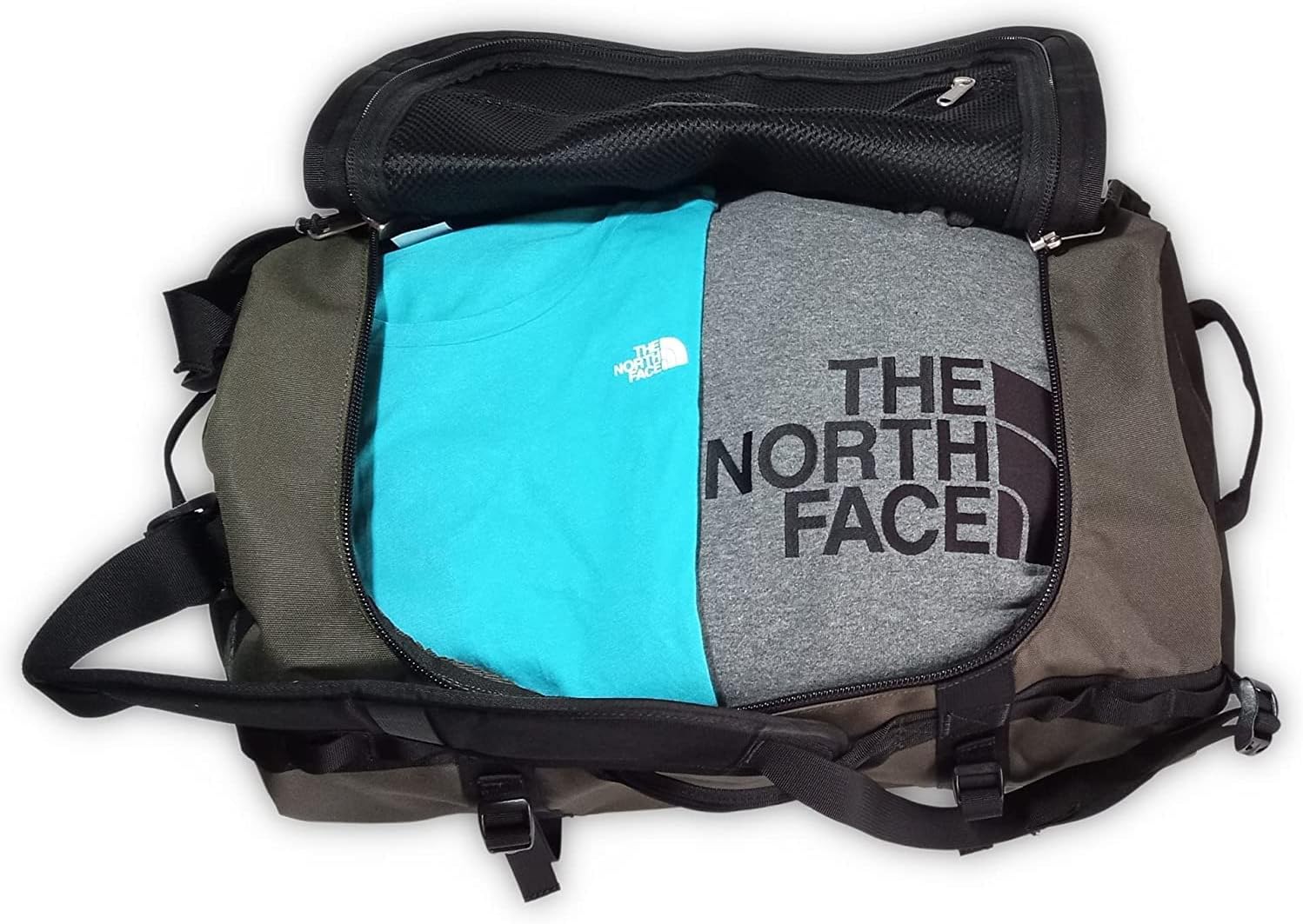 Das Nordgesicht - Gilman -Duffel -Tasche, Heavy Dut -Duffel -Tasche mit Rucksack -Schultergurt und gepolsterte Seitentransportgriffe, schwarz/taupe grün, klein, 50 l (TNF), Khaki Grün und Schwarz – Bild 2