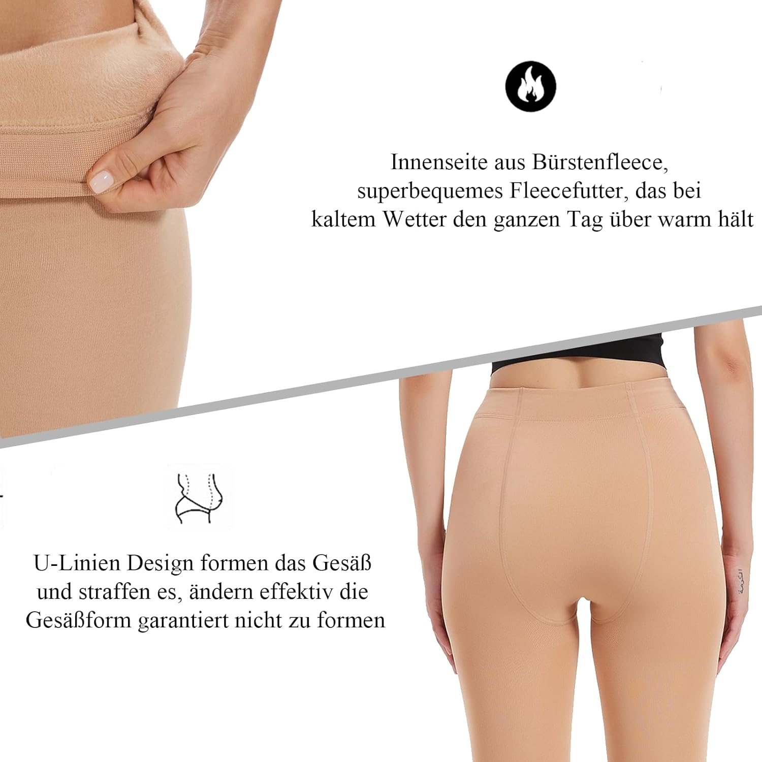 Hiltzo Winter thermische Strumpfhosen für Frauen, undurchsichtige Erwärmungsstrumpfhosen, warmes Vlies -Strumpfhosen, dicke Plüschstrümpfe – Bild 3