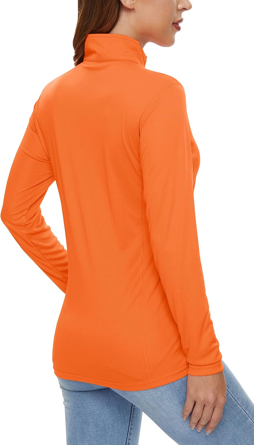 Kefitevd UPF50+ Frauen für Langschläfchen-Hautausschläge 1/4 Reißverschluss Leichtes Stand-up-Hächter Langarm-Hemd für das Laufen zum Wanderung – Bild 4