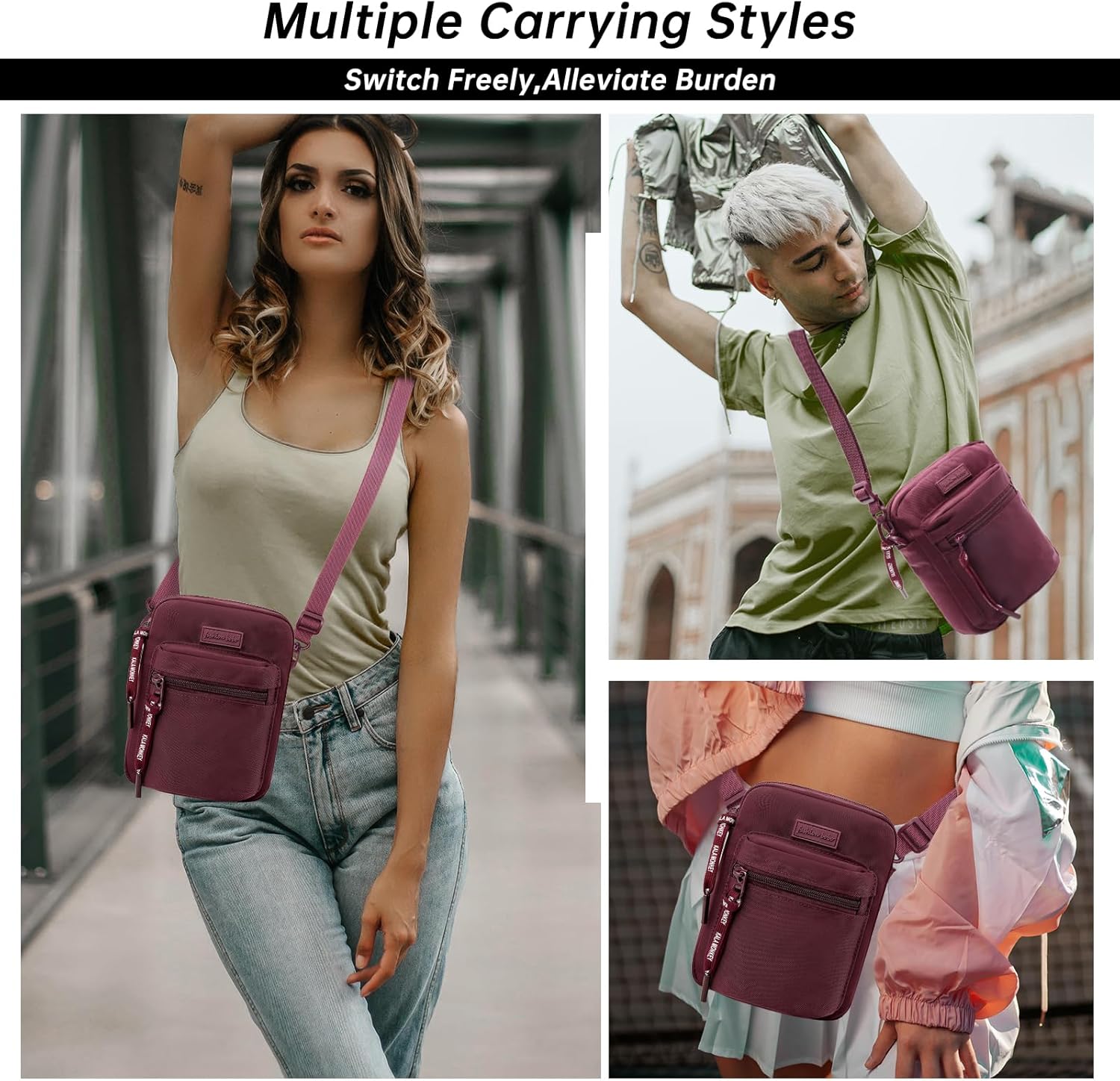 Long Keeper Crossbody Bag für Frauen Reisen Bag Water Resistant Running Sport Cross Lod Bag Taillenbeutel – Bild 4