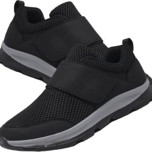 Azmaht Orthopädische leichte Schuhe extra breite Laufschuhe Herrenstraße Rennschuhe bequem atmungsaktive Jogging-Schuhe Nicht-Rutsch-Trainer, Schwarz, Schwarz