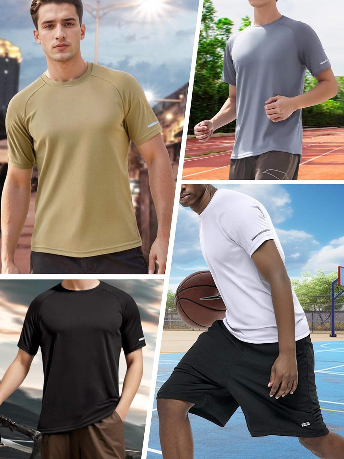 Holure Herren Sports T-Shirts, atmungsaktiv, schnell trocknend, kurzärmelig, funktional, für Laufen, Sommerfitness, Training, Wandern, Training, Bodybuilding, Packung von 3 oder 5 – Bild 6