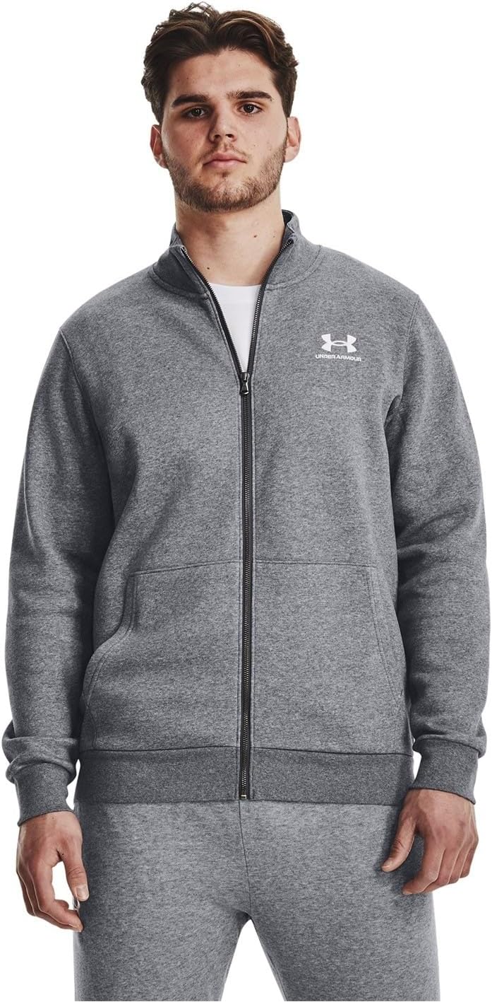 Under Armour Essentials Herren Fleece Track Jacke grau mittelgrau m, grau – Bild 2