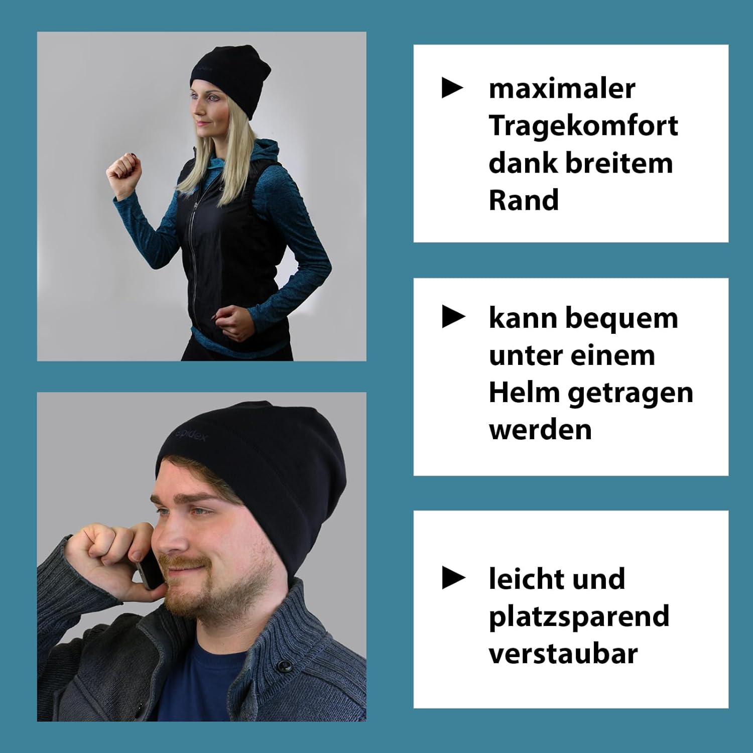 Alpidex Fleece Hut Running Hut Winter Running Fleece Hut funktionelle Hut Wärme Beanie Frauen Männer Radsporthelm Hut Outdoor Sporthut Unisex – Bild 6