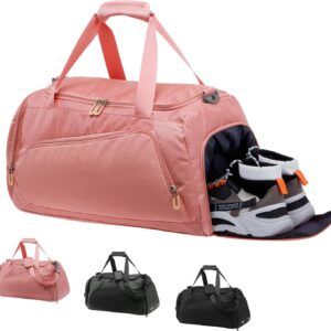 Große Sportbeutel Männer Frauen mit Schuhfach und nasse Fachprodukte Umhängetasche Sportstasche Sporttaschen für das Trakentraining Fitness Schwimmfußball Sauna Weekend, Pink