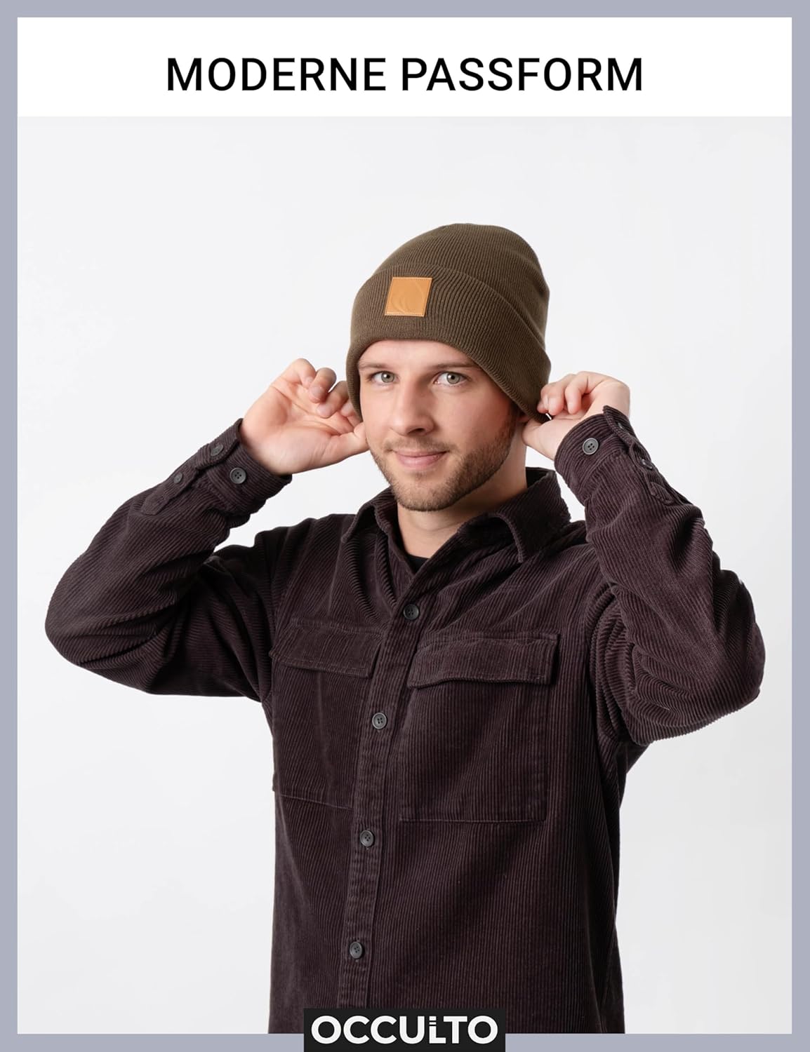 Occulto Lederpatch Winter Mütze Hut – Bild 4