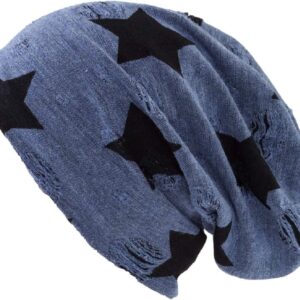 Shenky Blue Crina Star Long Jersey Beanie Hut verzweifelt
