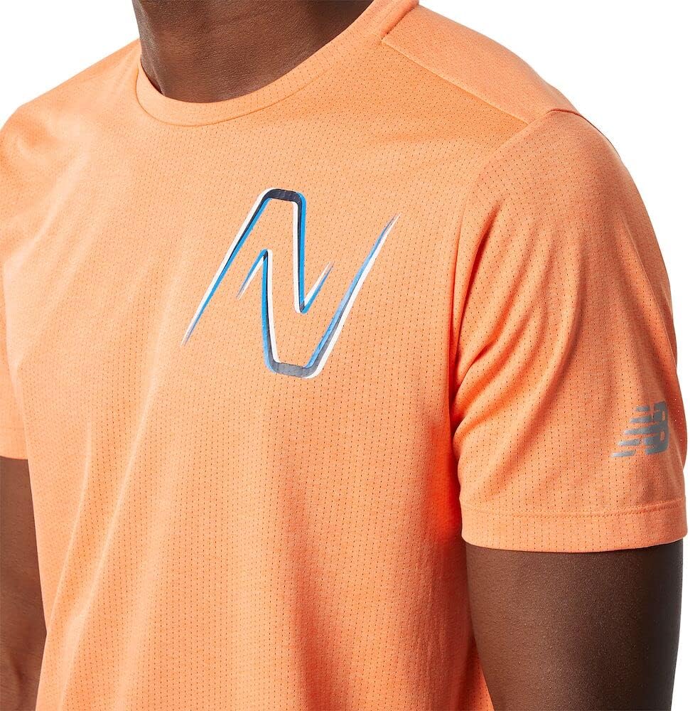 Neue Balance GR Impact Run Kurzarm Männer Orange Größe S, starke orangefarbene Heather – Bild 2