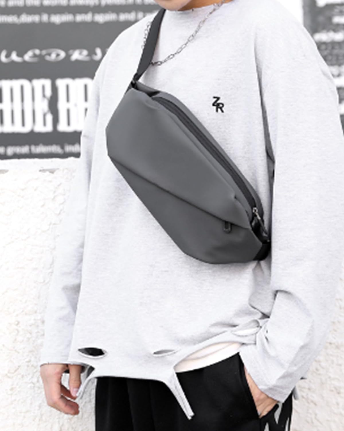 Pennerbeutel Männer Frauen großer Bum Bag PU Leder wasserdichte Sportreisen Jogging Bauchbeutel wasserdichte Wanderdiebstahl Proof Elegant, schwarz-20, groß, groß – Bild 8