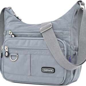 NOTAG Damen -Umhängetasche, leichte mehrere Taschen, Umhängetasche, wasserdicht, sportliche Umhängetasche, multifunktionale Nylonhandtasche, Grau, Dienstprogramm