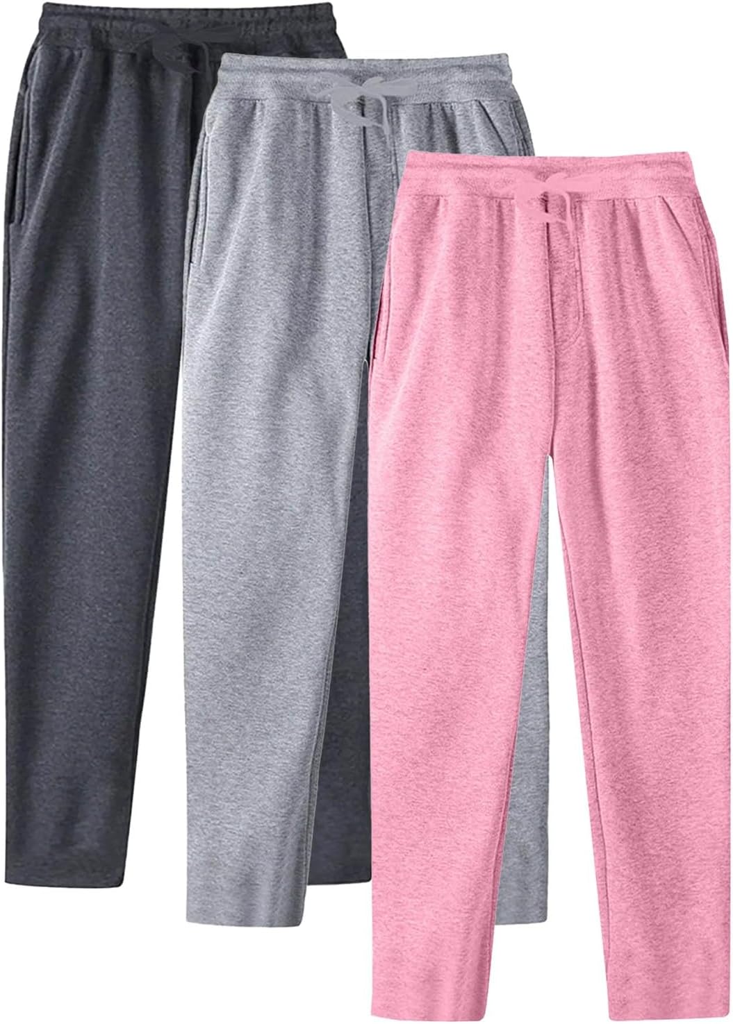 3 Packs Herren Open Hem Tracksuit Bottoms mit Taschen Casual Fitness Sport Sport Jogger Hip Hop gerade Bein Aktivkleidung an Jogging Bods ziehen – Bild 3