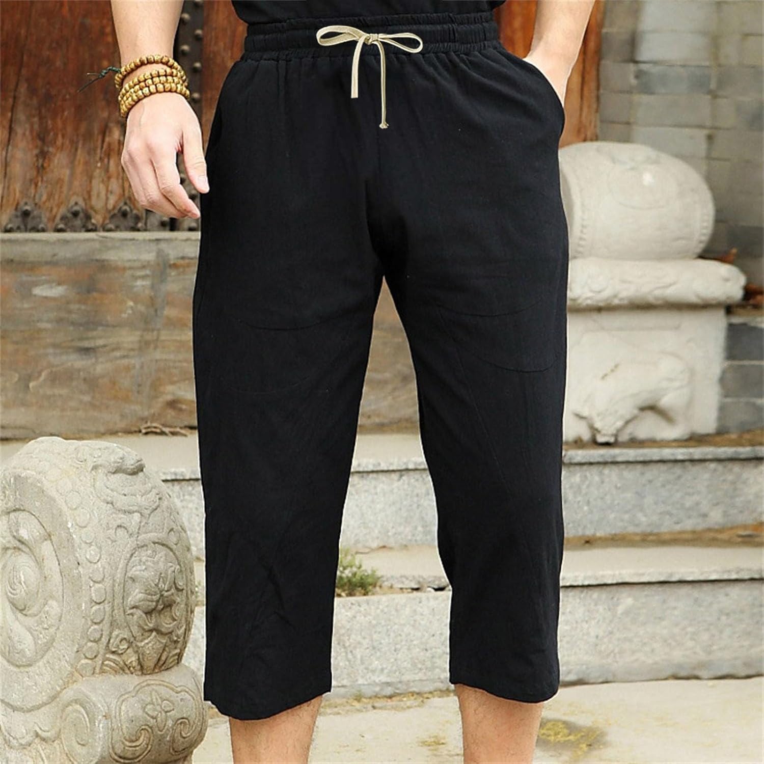 Freizeithose Herren Lang Mit Taschen Arbeitshosen Männer Stretch Jogginghose Atmungsaktiv Freizeithose Elastischer Bund Sommerhose Straight Cargohose Bequem Stoffhose Schnelltrocknend Sweathose – Bild 3
