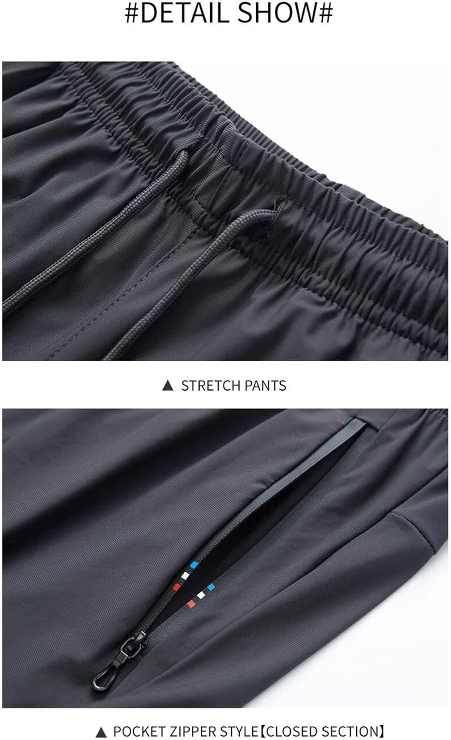 Herren Ice Seide Sporthosen, Eisseide Jogging Bottoms, Elastichosen, Trainingshosen, Dehnungsjogging -Böden für Männer, locker Pass – Bild 4