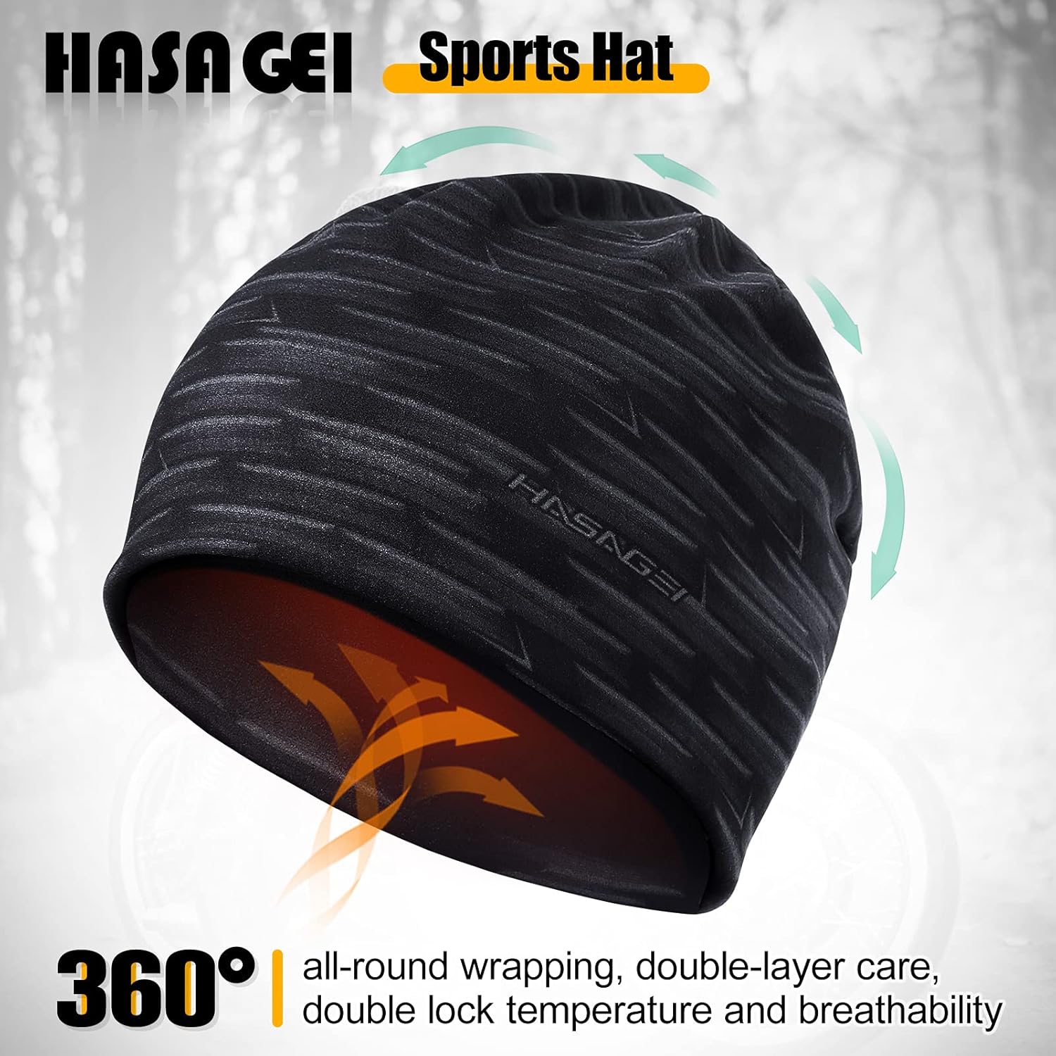 Hasagei Running Hut Männer Frauen Radsporthut unter Helm Mütze Kaltes Saison warmer Sporthut Antistatische gedruckte Hut für Freizeitaktivitäten Jogging Travel Ski Mountaining Radsport – Bild 3