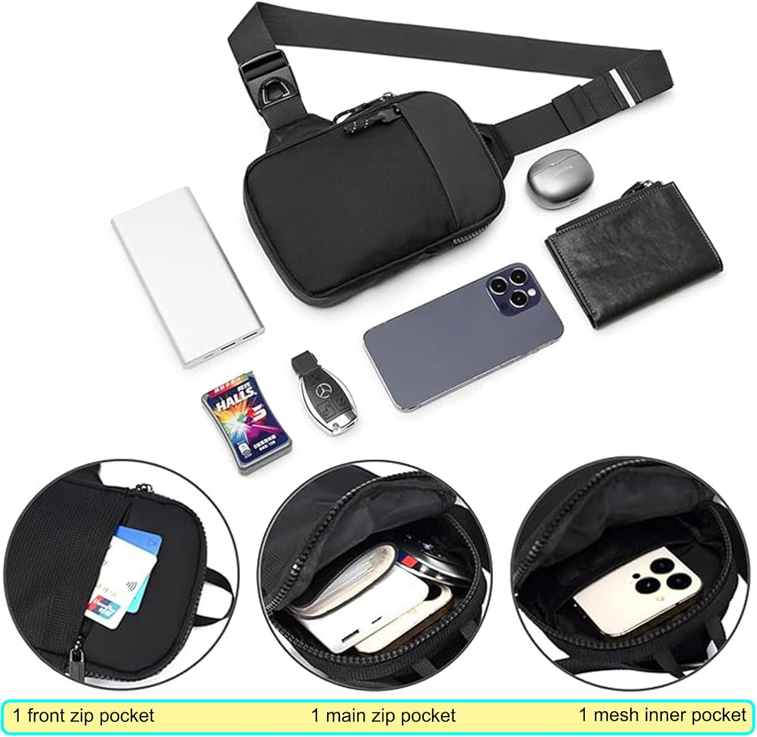 Brustbeutel Männer Frauen Schlinge Brust Crossbody Bag Umhängetasche Verstellbare Schulter-Diebstahl-Diebstahl-Wasserdiebstahls-Umhängetasche für Männer Outdoor Sport Wanderradfahren – Bild 6