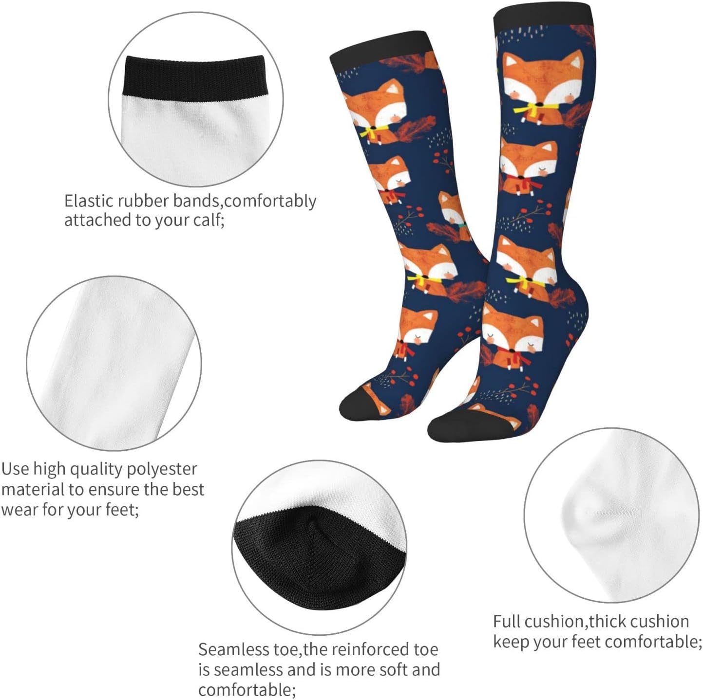 BuyTruew Unisex Neuheit Crew Socken, süße Schalfuchssocken, lässige lustige verrückte Kleidersocken für Männer Frauen – Bild 5