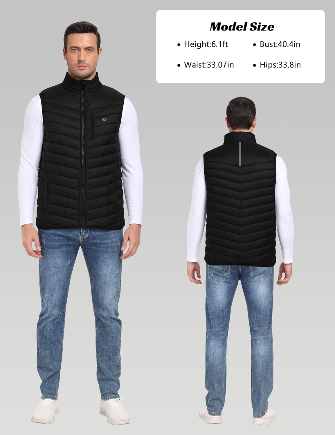 Mofiz Herren-Leichtgewicht gestaßen Weste Stand-up-Halsband warm ausgekleidete Hybridweste Übergang Weste windprofessionelle Outdoor-Westen für Freizeitarbeit Golf Wandern – Bild 6