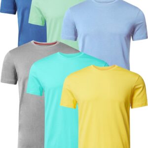 Vollzeit Sports® Tech Pack von 6 Herren-Kurzarm-Freizeitplänen, Multipack, runden Nacken-T-Shirts