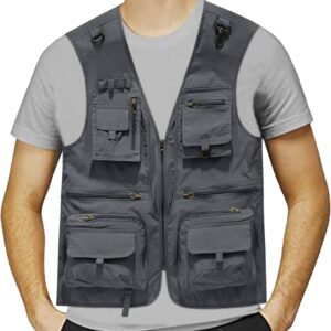 Fischereiweste Herren Baumwolle Schutzweste PLUS SAFARI WEST 4XL Wanderweste Leichte Atmungsweste mit vielen Taschen Fischerei Weste Jagd Wanderjacke