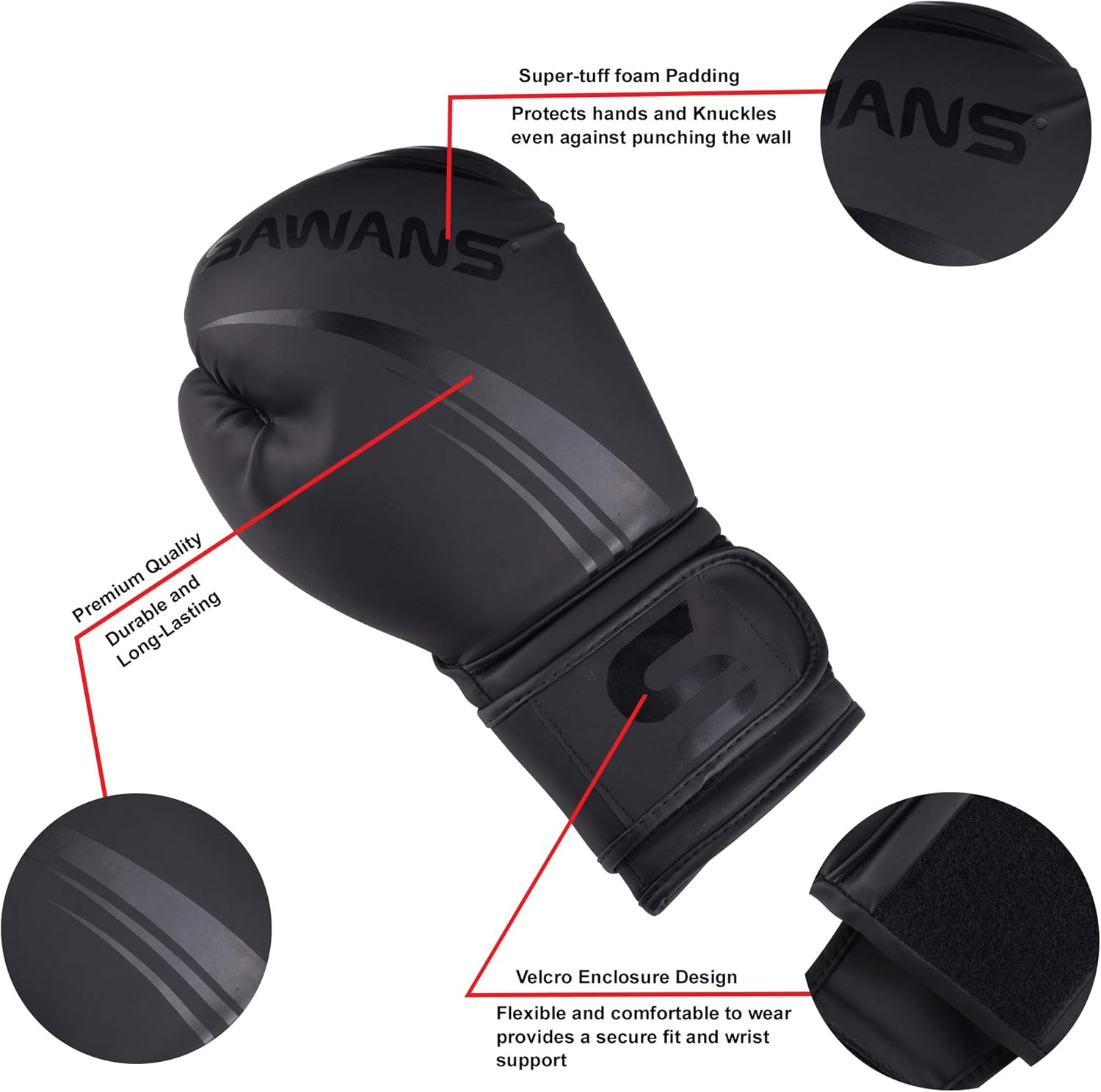 Sawans® Professionelle Boxhandschuhe für MMA, Sparring, Kickboxen, Punch -Tasche, Training, Muay Thai Fighting – Bild 3