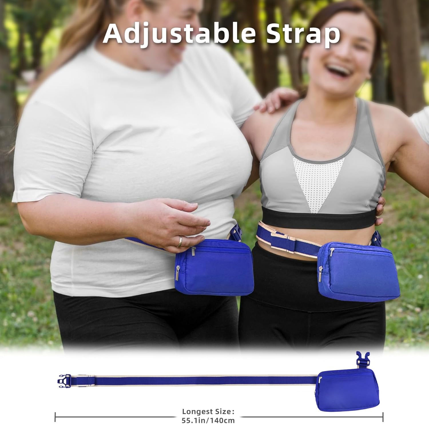 Walnew Bum Bag Gürtelbeutel, kleine Sling -Crossbody -Taschen für Frauen Männer trendy, Mode -Taillenpackungen überall an der Schulter mit verstellbarem Riemen für Reisen laufen, kleine blau, kleinblau, – Bild 5