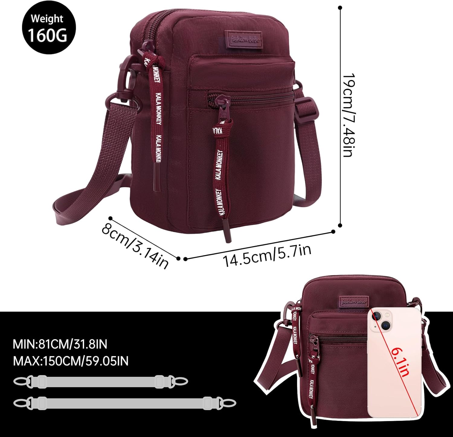 Long Keeper Crossbody Bag für Frauen Reisen Bag Water Resistant Running Sport Cross Lod Bag Taillenbeutel – Bild 3