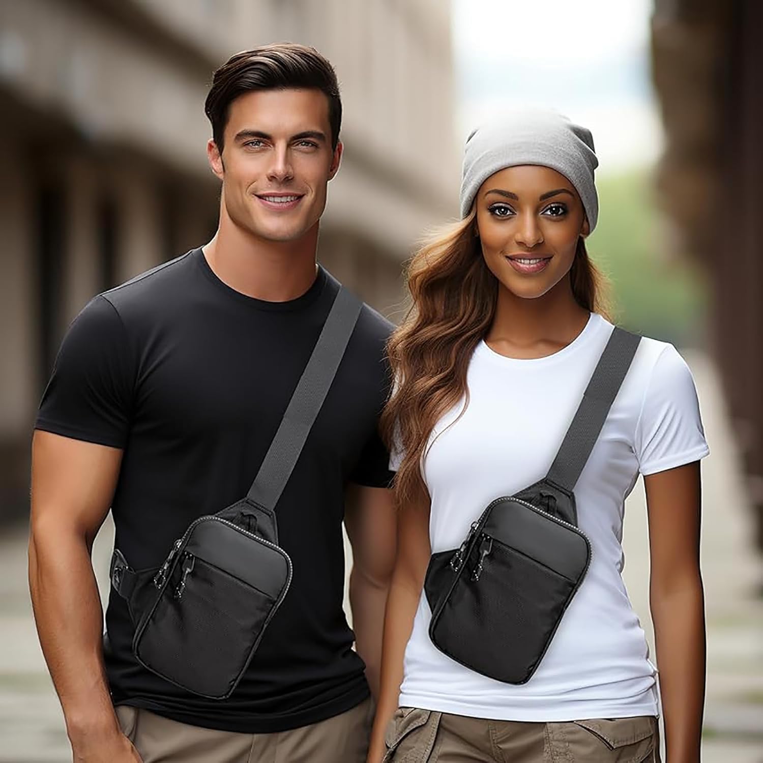 Brustbeutel Männer Frauen Schlinge Brust Crossbody Bag Umhängetasche Verstellbare Schulter-Diebstahl-Diebstahl-Wasserdiebstahls-Umhängetasche für Männer Outdoor Sport Wanderradfahren – Bild 2
