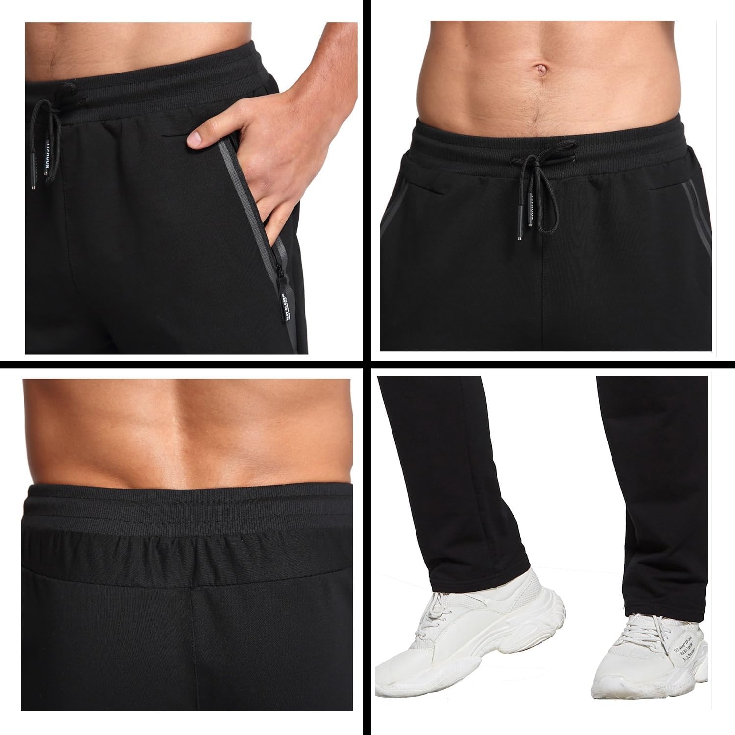 Zoxoz Jogging Bottoms Herren Slim Fit Tracksuit Bottoms Baumwolle mit Reißverschlüssen – Bild 2