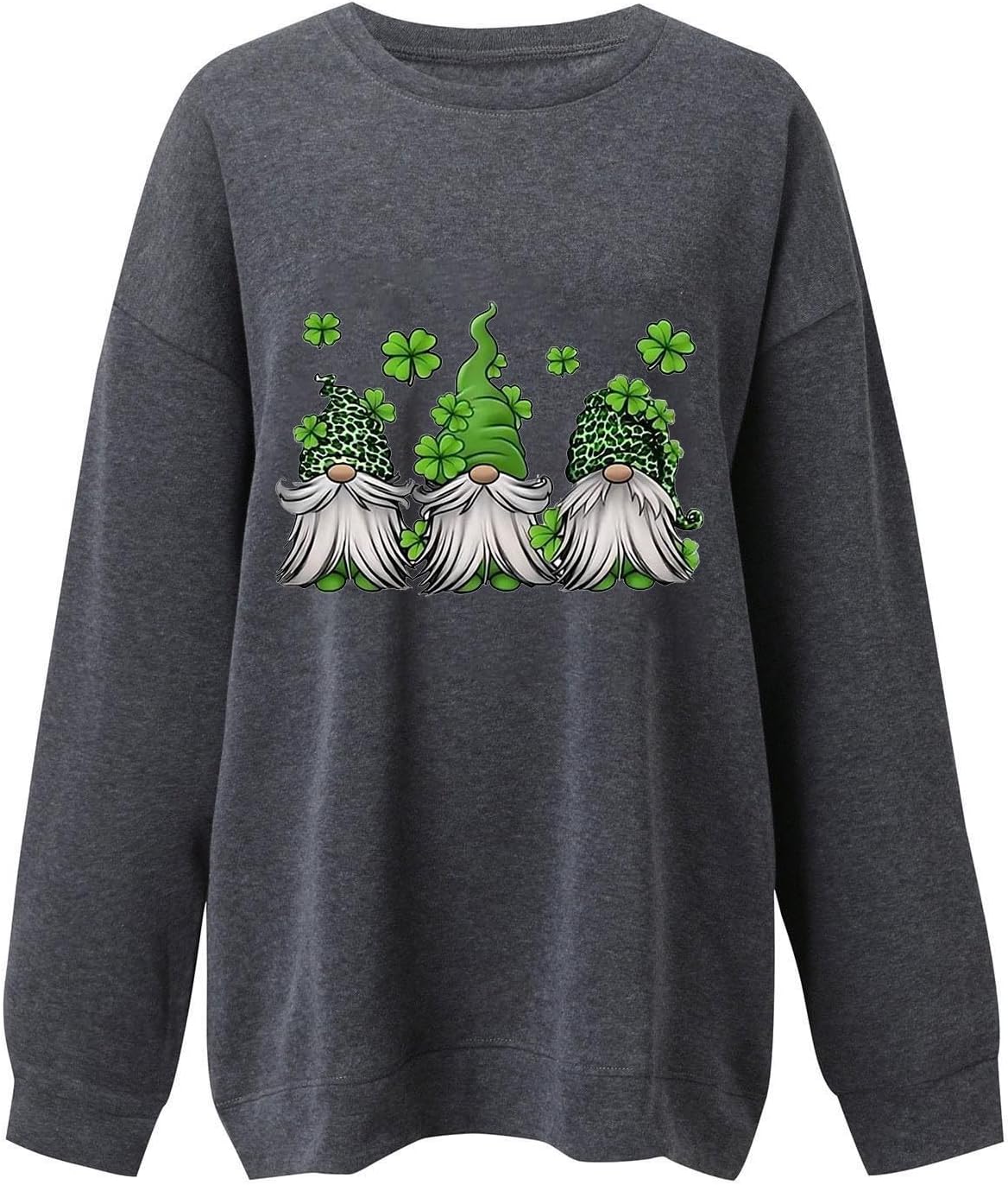 St. Patricks Day Sweatshirt für Damen, Zwerge, Y2K, langärmelig, Sweatshirts, Rundhalsausschnitt, lockere Passform, Sport, Fitnessstudio, Damenpullover, Vintage-Stil, übergroßes Kleeblatt-T-Shirt, – Bild 2
