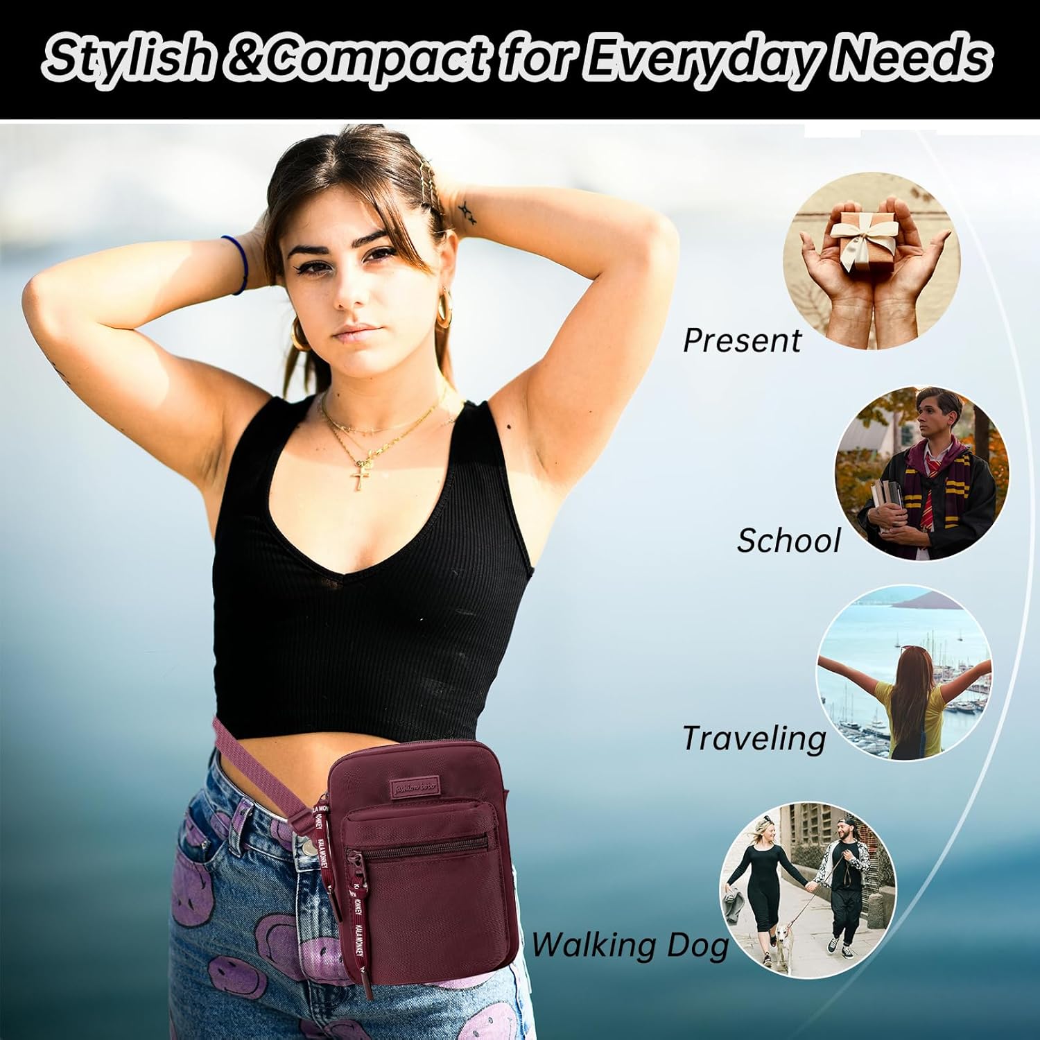 Long Keeper Crossbody Bag für Frauen Reisen Bag Water Resistant Running Sport Cross Lod Bag Taillenbeutel – Bild 7