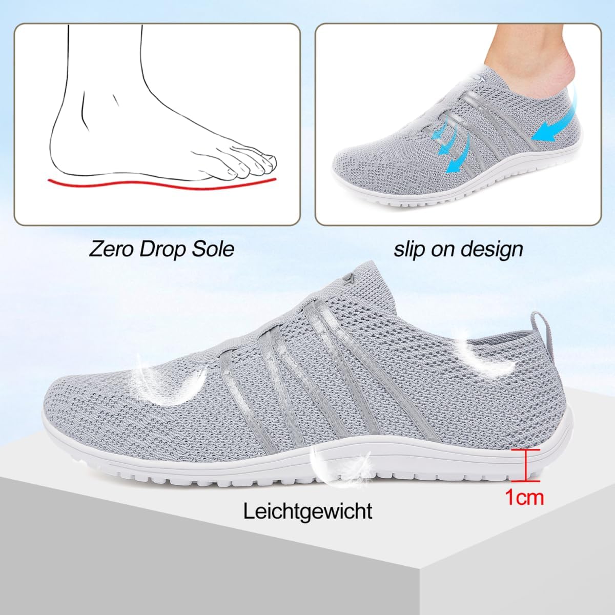 Merdoo Barefoot-Schuhe, Frauen/Männer bequeme Sportschuhe, leichte Barfußschuhe, Slip-on-weich – Bild 4