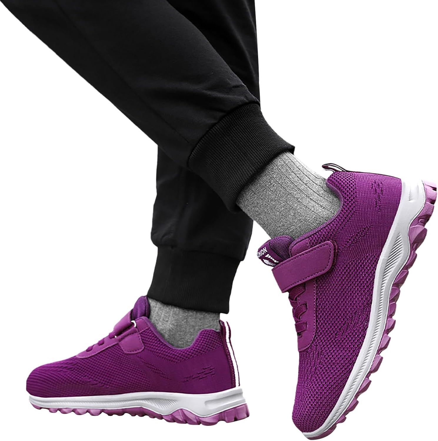 Sportschuhe Frauen Wanderschuhe wasserdichte grobe Sohle Freizeitschuhe Plattform Running Schuhe Stoff Atmungsfreie Trainer für Trekking -Training breite Sportschuhe Orthopädische Schuhe Fitnesstrainer Fitness Trainer – Bild 2