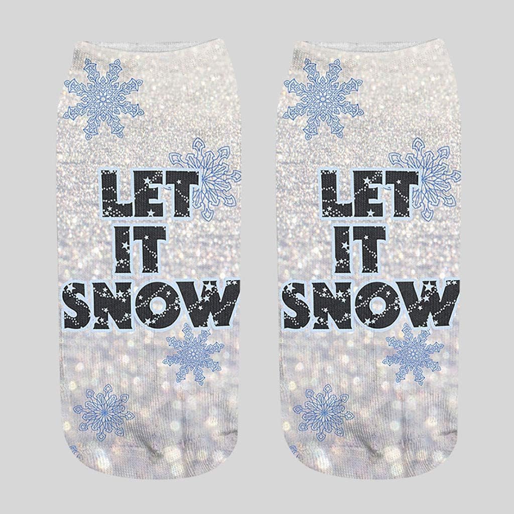 Qiaoxihe Casual Work Socken 3d Weihnachtsfest Santa Elch Druckmittel Medium Sports Socken Damen Mädchen Cartoon Socken Soft Sports Socken Strümpfe farbenfrohes Design – Bild 2