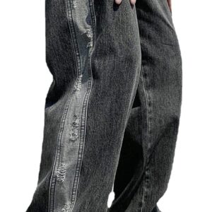 Herren -Kordelstring -Denimhosen gerade Bein Arbeit Hose Hip Hop Dance Skater Denim Jeans Hosen Klassiker Vintage Y2K Grunge Streetwear Alle Taillengrößen mit Taschen Black S, Schwarz, s